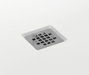 MAAX 420035-541-001-100 B3Square 6034 Acrylic Alcove Shower Base in White with Anti-slip Bottom with Left-Hand Drain