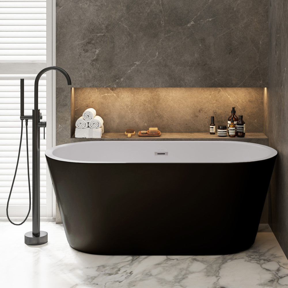 Claire 60" Freestanding Bathtub Matte Black and Matte White