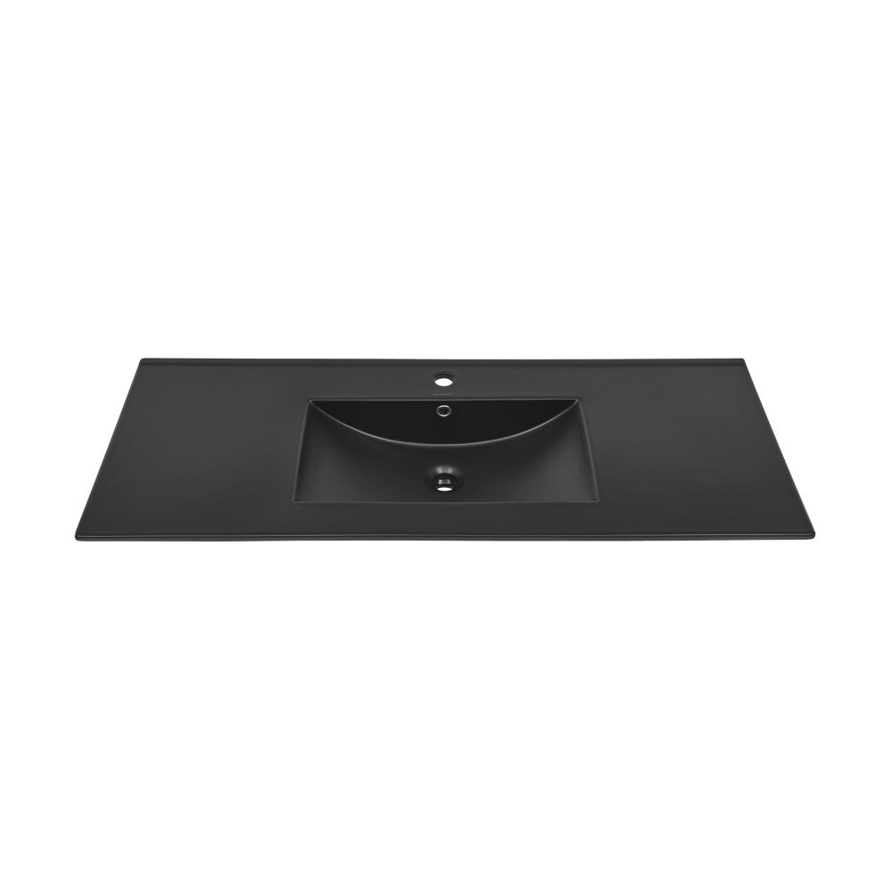 48 Inch Ceramic Vanity Sink Top in Matte Black