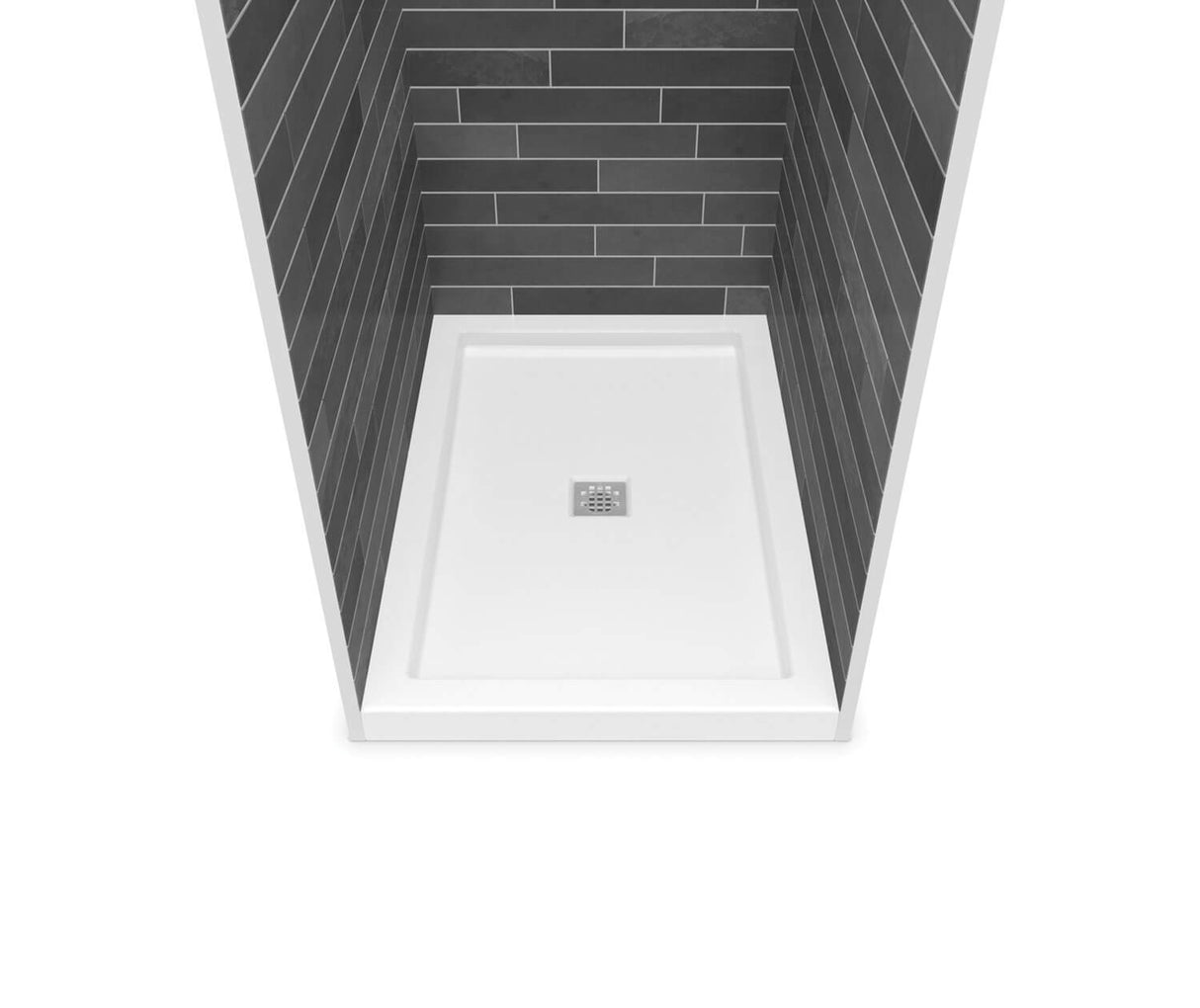 MAAX 420002-504-001-100 B3Square 4834 Acrylic Alcove Deep Shower Base in White with Center Drain