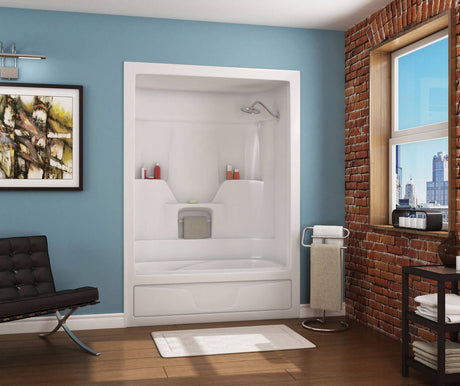 MAAX 101023-091-001-001 Aspen 60 x 31 Acrylic Alcove Left-Hand Drain One-Piece 10 Microjets Tub Shower in White