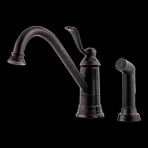 Portland 1-Handle Kitchen Faucet with Side Spray in Tuscan Bronze