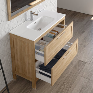 DAX Lakeside Engineered Wood and Porcelain Single Vanity with Onix Basin, 40", Oak DAX-LAKE014014-ONX