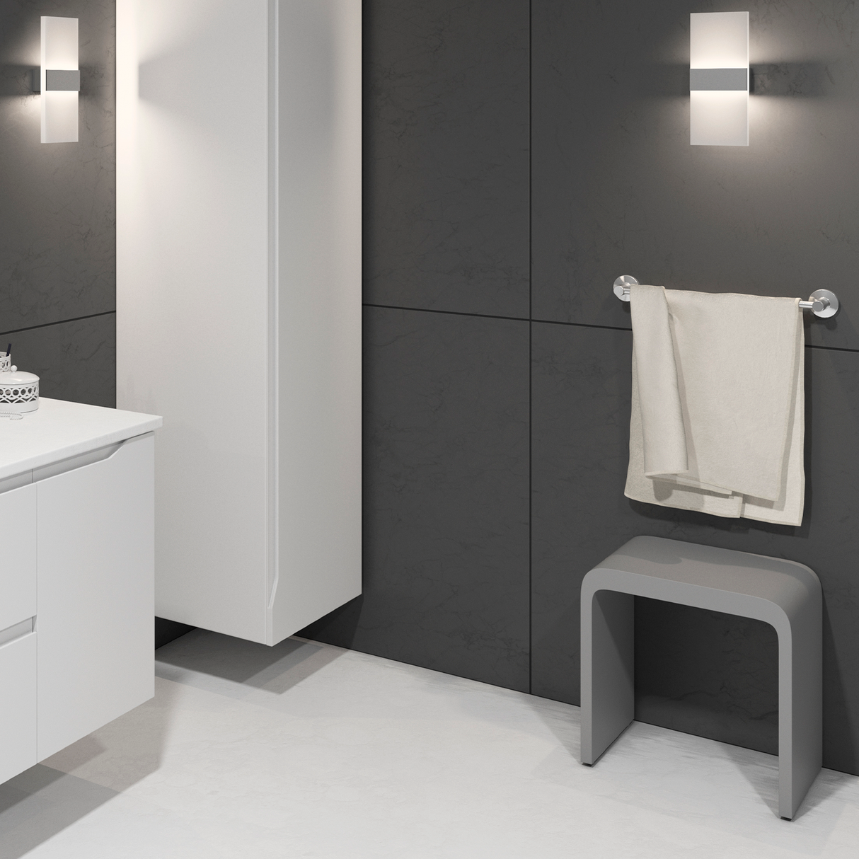 DAX Solid Surface Bathroom Stool - Matte Gray (DAX-ST-04-G) DAX-ST-04-G