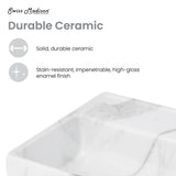 Claire 22" Rectangle Wall-Mount Bathroom Sink in White Marble