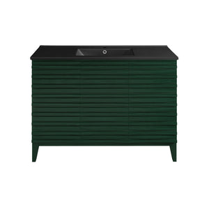 Cascade 48" Freestanding Bathroom Vanity in Green Oak with Black Sink Top