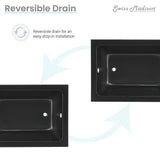 Voltaire 54"x30" Reversible Drain Drop-In Bathtub in Matte Black