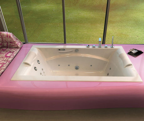 MAAX 101275-056-001 Optik 7242 Acrylic Undermount Center Drain Combined Hydrofeel & Aerofeel Bathtub in White