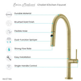 Chalet Single Handle, Pull-Down Kitchen Faucet in Brushed Gold