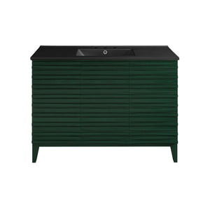 Cascade 48" Freestanding Bathroom Vanity in Green Oak with Black 3-Hole Widespread Sink Top