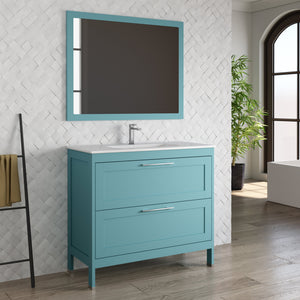 DAX Lakeside Engineered Wood and Porcelain Single Vanity with Onix Basin, 40", Deep Blue DAX-LAKE014019-ONX