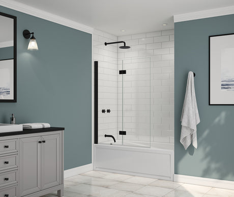 MAAX 137600-900-340-000 Edge Access 42 x 56 in. 6 mm Pivot Tub Screen for Alcove Installation with Clear glass in Matte Black