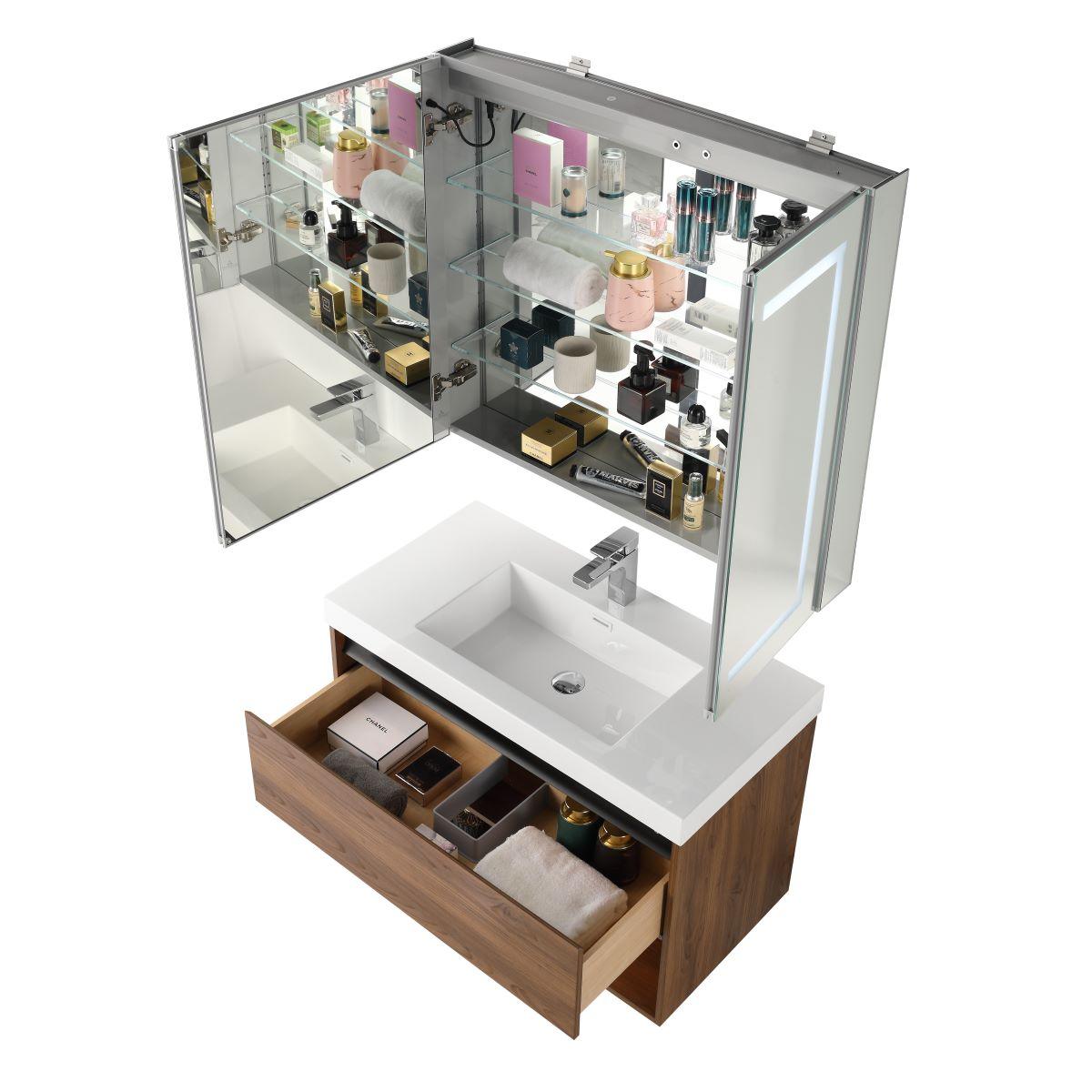 Blossom Bergen 36" Vanity with Dual LED Illumination - Adjustable Lighting and Soft-Close Drawer