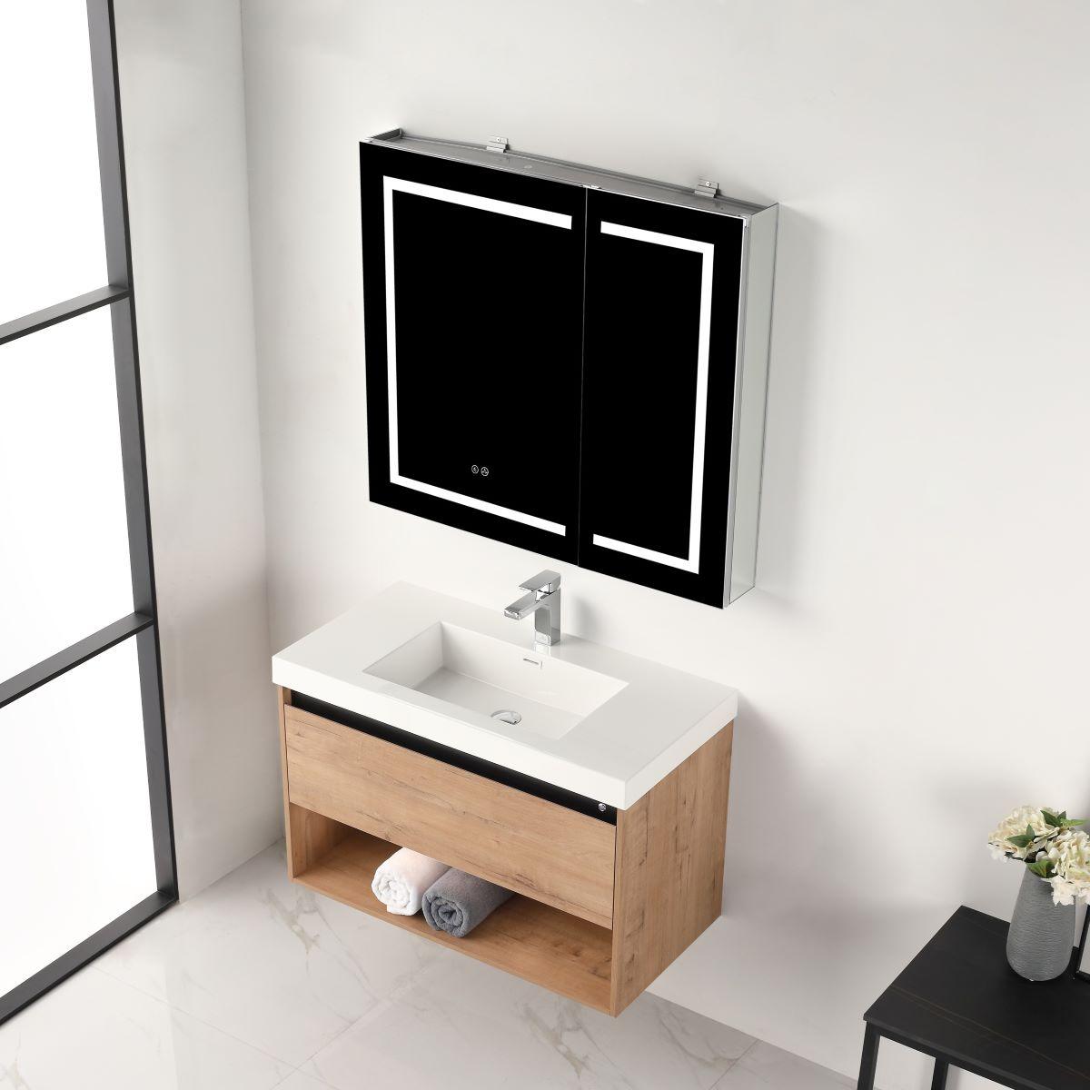 Blossom Bergen 36" Vanity with Dual LED Illumination - Adjustable Lighting and Soft-Close Drawer
