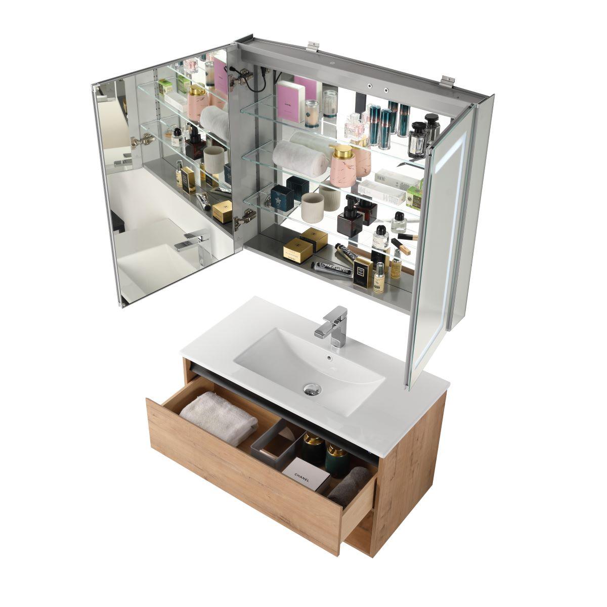Blossom Bergen 36" Vanity with Dual LED Illumination - Adjustable Lighting and Soft-Close Drawer