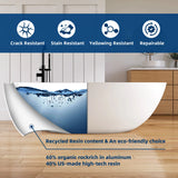 New England Home Goods 71" Classic Large Capacity Solid Surface Stone Resin Freestanding Soaking Bahtutb