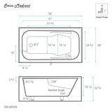 Voltaire 54" X 30" Left-Hand Drain Alcove Bathtub with Apron & Armrest