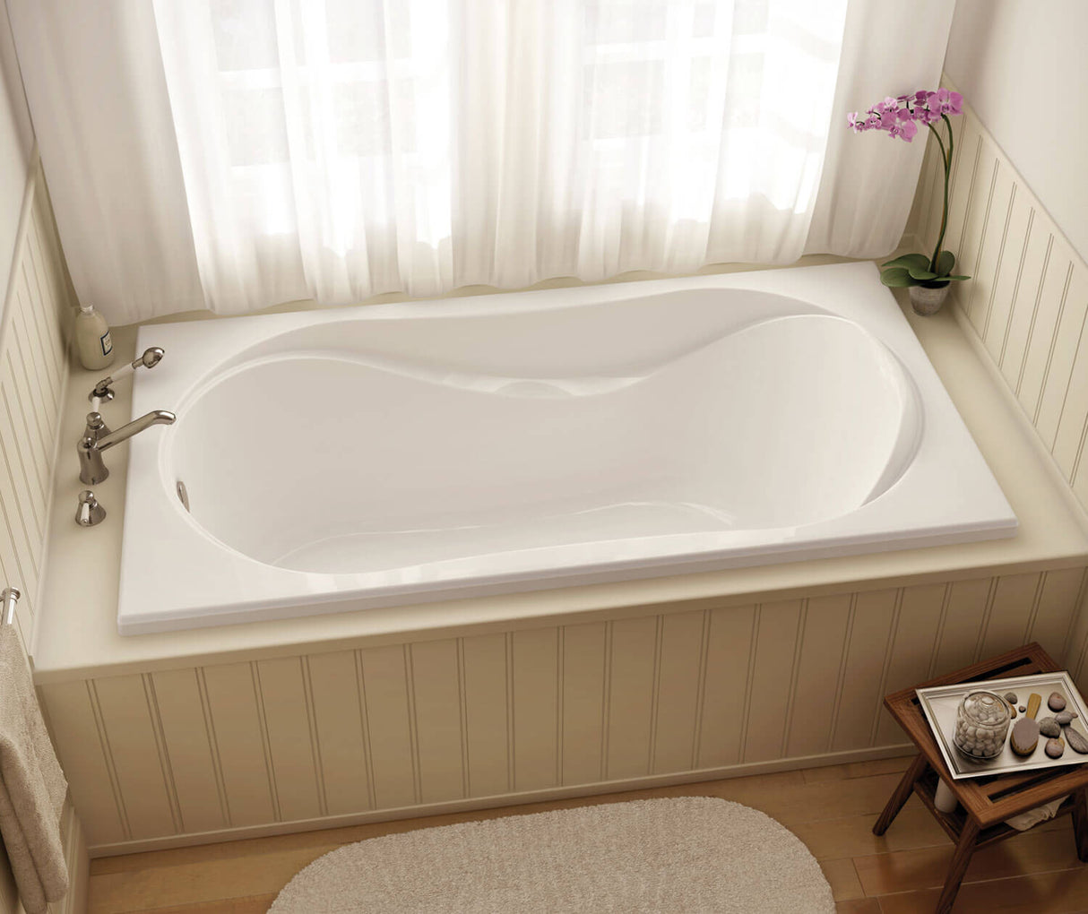 MAAX 102722-000-001-000 Cocoon 6032 Acrylic Drop-in End Drain Bathtub in White