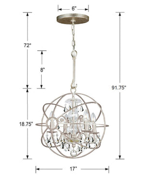 Solaris 4 Light Olde Silver Mini Chandelier 9025-OS-CL-MWP