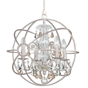 Solaris 4 Light Golden Shadow Crystal Olde Silver Mini Chandelier 9025-OS-GS-MWP