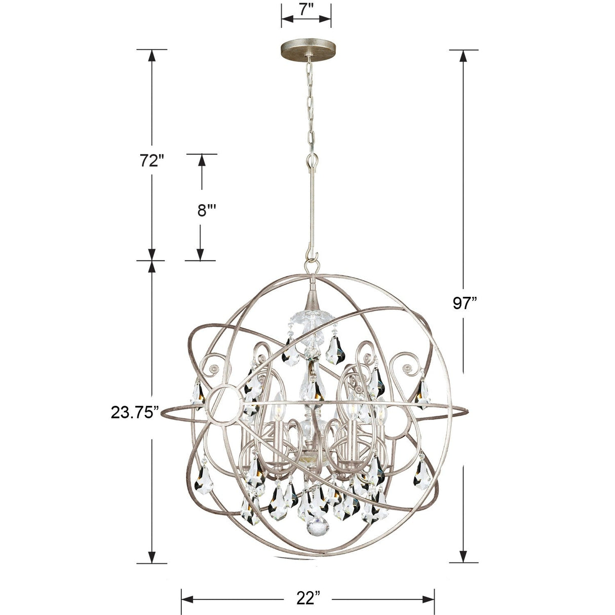 Solaris 5 Light Olde Silver Chandelier 9026-OS-CL-MWP