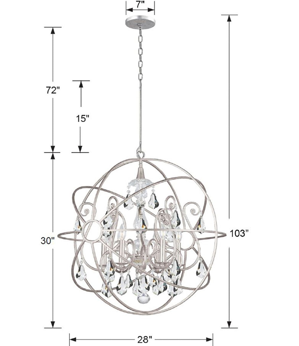 Solaris 6 Light Olde Silver Chandelier 9028-OS-CL-MWP