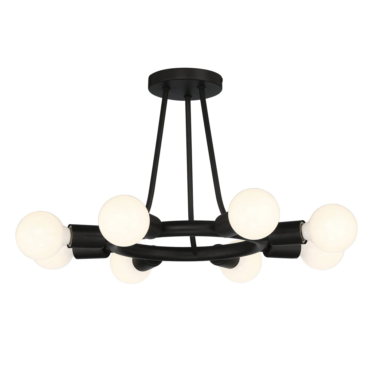Dakota 8 Light Black Semi Flush Mount 9043-BK
