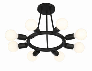 Dakota 8 Light Black Semi Flush Mount 9043-BK