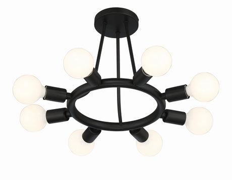 Dakota 8 Light Black Semi Flush Mount 9043-BK