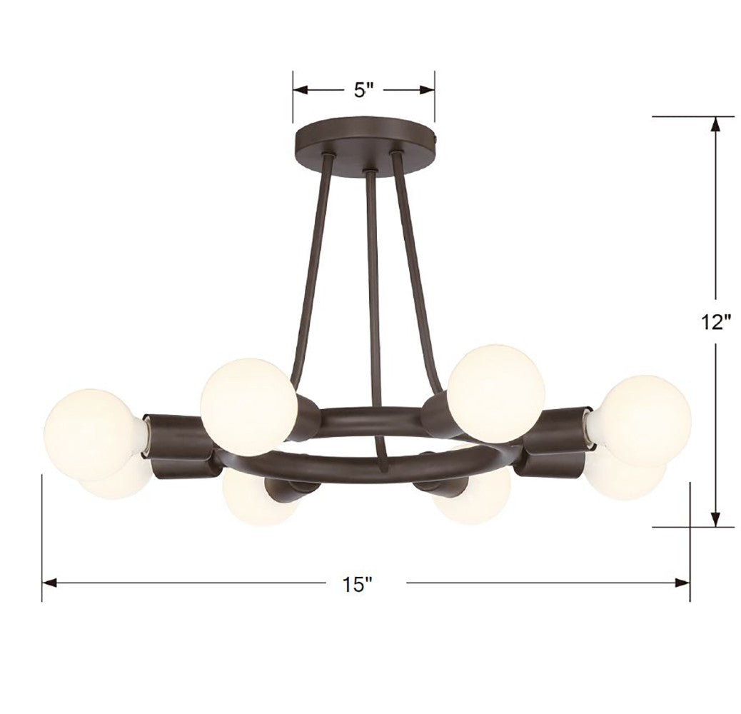 Dakota 8 Light Charcoal Bronze Semi Flush Mount 9043-CZ
