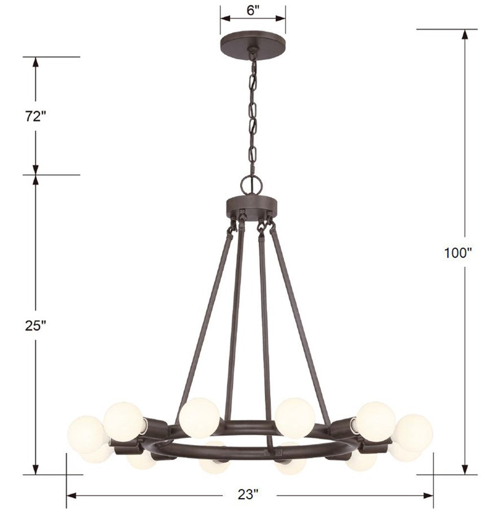 Dakota 12 Light Charcoal Bronze Chandelier 9045-CZ