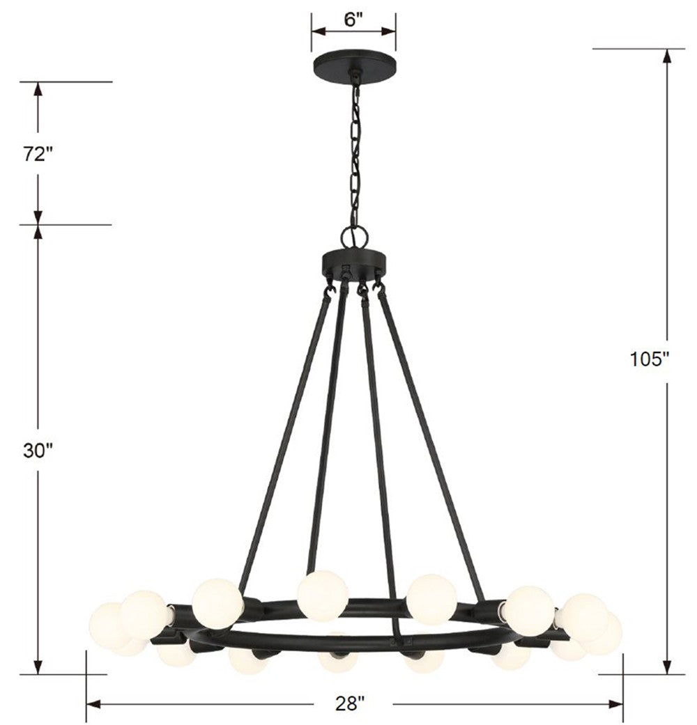 Dakota 15 Light Black Chandelier 9046-BK