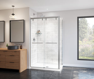 MAAX 135321-900-084-000 Uptown 44-47 x 76 in. 8 mm Bypass Shower Door for Alcove Installation with Clear glass in Chrome