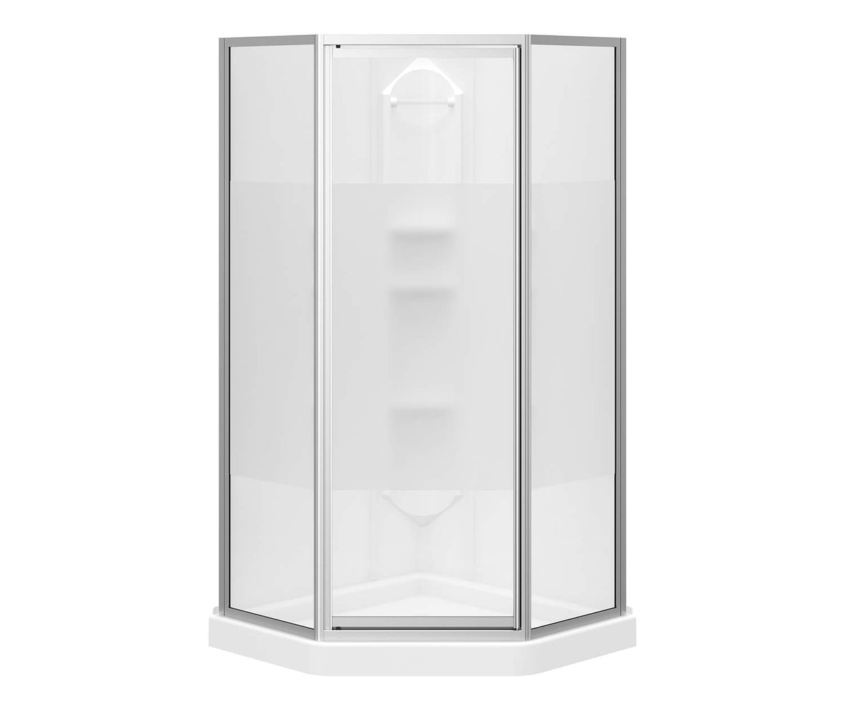 MAAX 300022-000-129-102 Orchid 38 x 38 Polystyrene Center Drain Shower Kit in White with Centre Silk glass  in Chrome