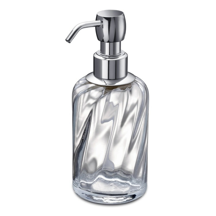 Soap Dispenser, Chrome Brass and Twisted Glass