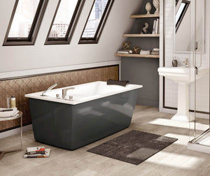 MAAX 105571-000-001-102 Optik 6032 F Acrylic Freestanding End Drain Bathtub in White with Thunder Grey Skirt