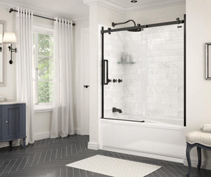 MAAX 139398-900-340-000 Halo 56 ½-59 x 59 in. 8 mm Sliding Tub Door for Alcove Installation with Clear glass in Matte Black