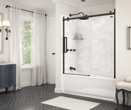 MAAX 139398-900-340-000 Halo 56 ½-59 x 59 in. 8 mm Sliding Tub Door for Alcove Installation with Clear glass in Matte Black