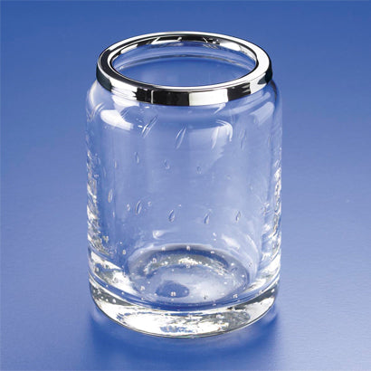 Round Bubbled Crystal Glass Toothbrush Holder