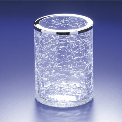 Round Crackled Glass Toothbrush Holder