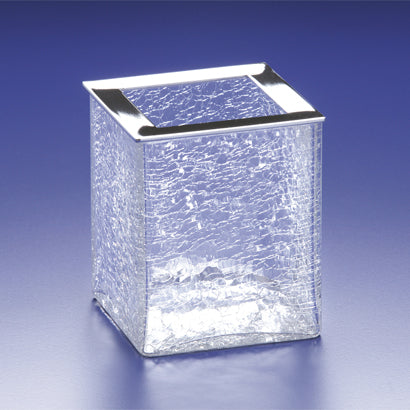 Square Crackled Crystal Glass Toothbrush Holder