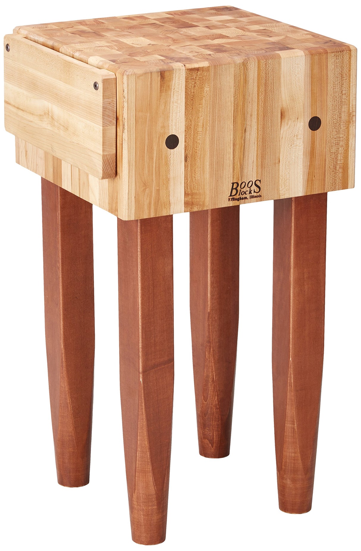 John Boos PCA1-CR Pca1 18x18x10" Maple Butcher Block w/Knife Holder,Cherry Stain Legs PCA BLOCK 18X18X10 W/HOLDER CRM