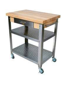 John Boos CUCE30 Cucina Elegante Maple and Stainless Steel Utility Cart, 30