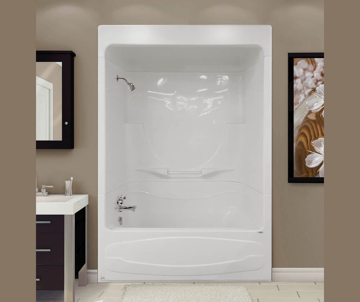 MAAX 105620-000-001-104 Figaro I AFR Acrylic Alcove Right-Hand Drain One-Piece Tub Shower in White