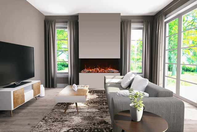 Amantii 60-TRV-XT-XL Trv View Extra Tall Smart Electric - 60" Indoor / Outdoor WiFi Enabled  3 Sided Electric Fireplace Featuring a 22" Height, MultiFunction Remote, Multi Speed Flame Motor, and a Selection of Media Options