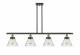 Innovations Lighting Ballston Large Cone LED 48 inch Black Antique Brass Island Light Ceiling Light in Seedy Glass 916-4I-BAB-G44-LED