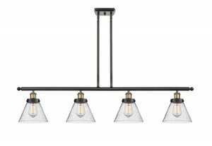 Innovations Lighting Ballston Large Cone LED 48 inch Black Antique Brass Island Light Ceiling Light in Seedy Glass 916-4I-BAB-G44-LED