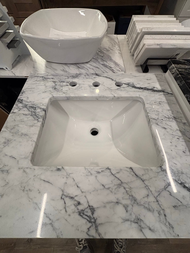 25" Sage Green Bathroom Vanity with Elk Carrara Marble Top