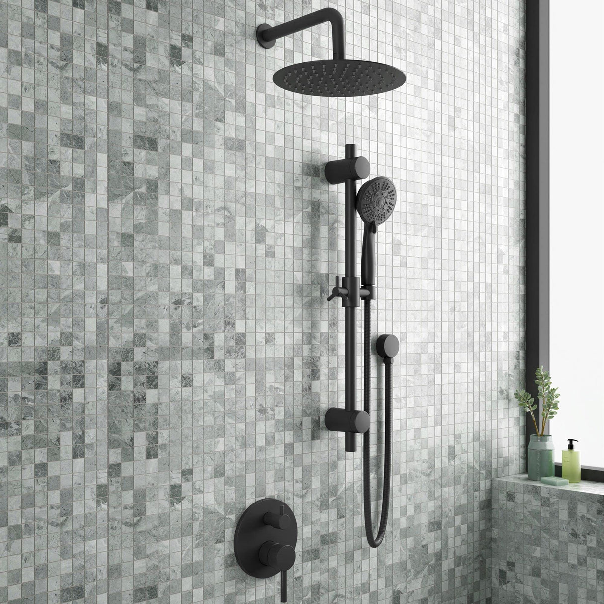 PULSE ShowerSpas 3006-MB-1.8GPM Matte Black Combo Shower System, 1.8 GPM