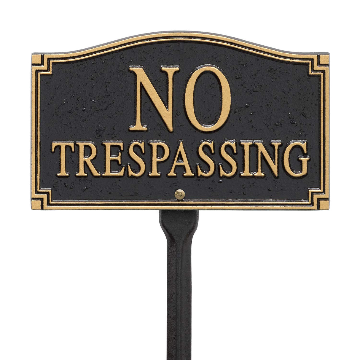 Whitehall 01424 - No Trespassing Statement Plaque - Wall/Lawn - Black/Gold